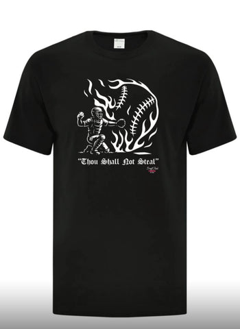 Catcher T-Shirt, “Thou Shall Not Steal”